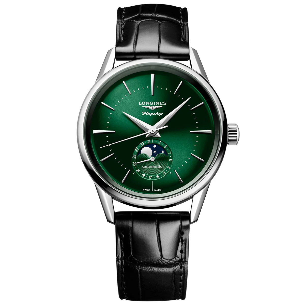 Flagship Heritage Moonphase 38.5mm Green Dial Automatic Strap Watch