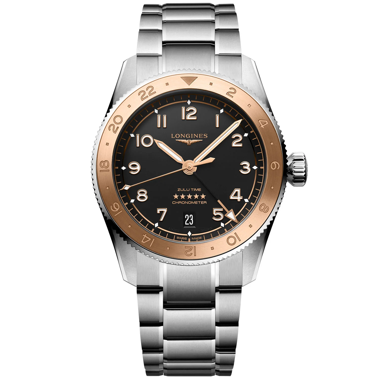 Spirit Zulu Time 1925 39mm 18ct Rose Gold Bezel Bracelet Watch