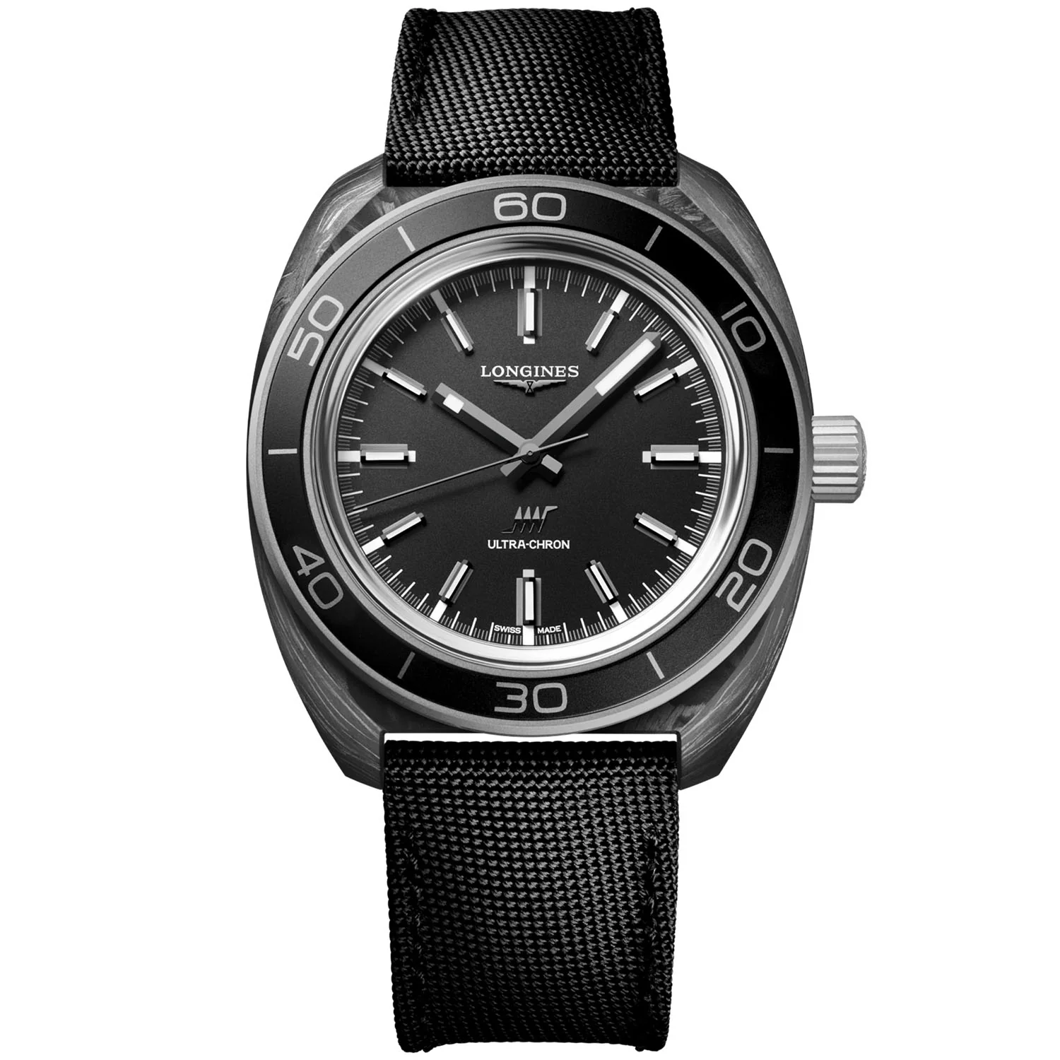 Ultra-Chron Carbon 43mm Anthracite Dial Mens Strap Watch