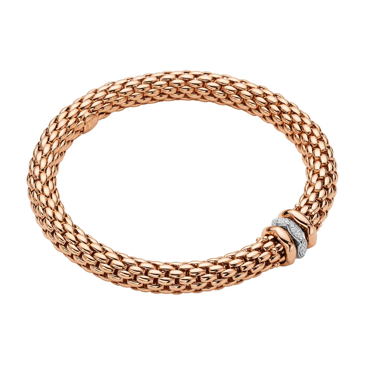 Love Nest 18ct Rose Gold Bracelet With Diamond & Polished Shaped Rondels