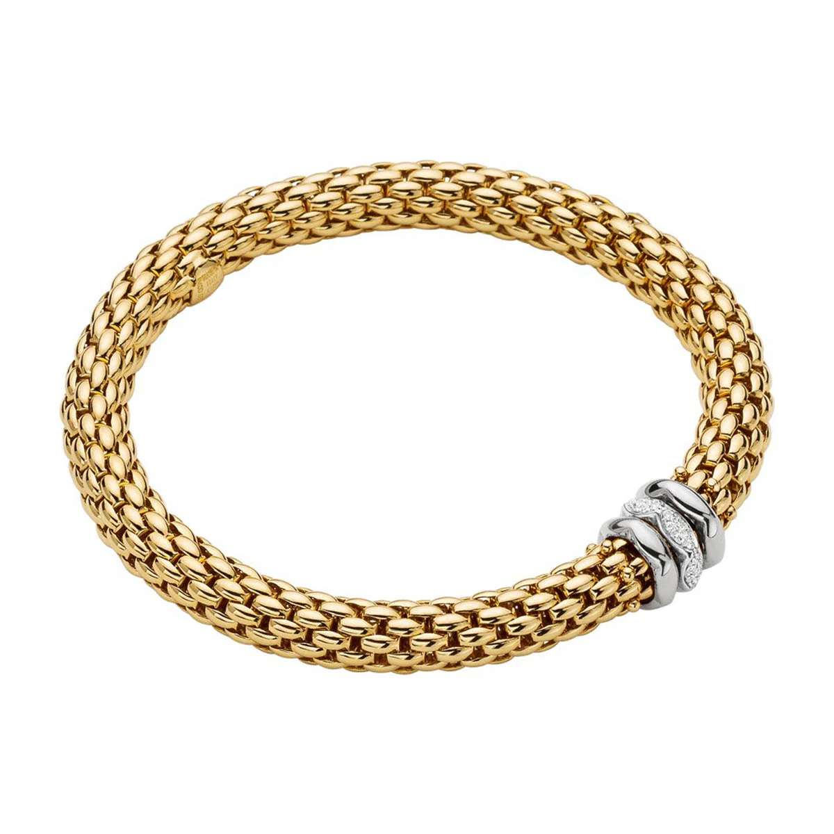 Love Nest 18ct Yellow Gold Bracelet With Diamond & Polished Shaped Rondels