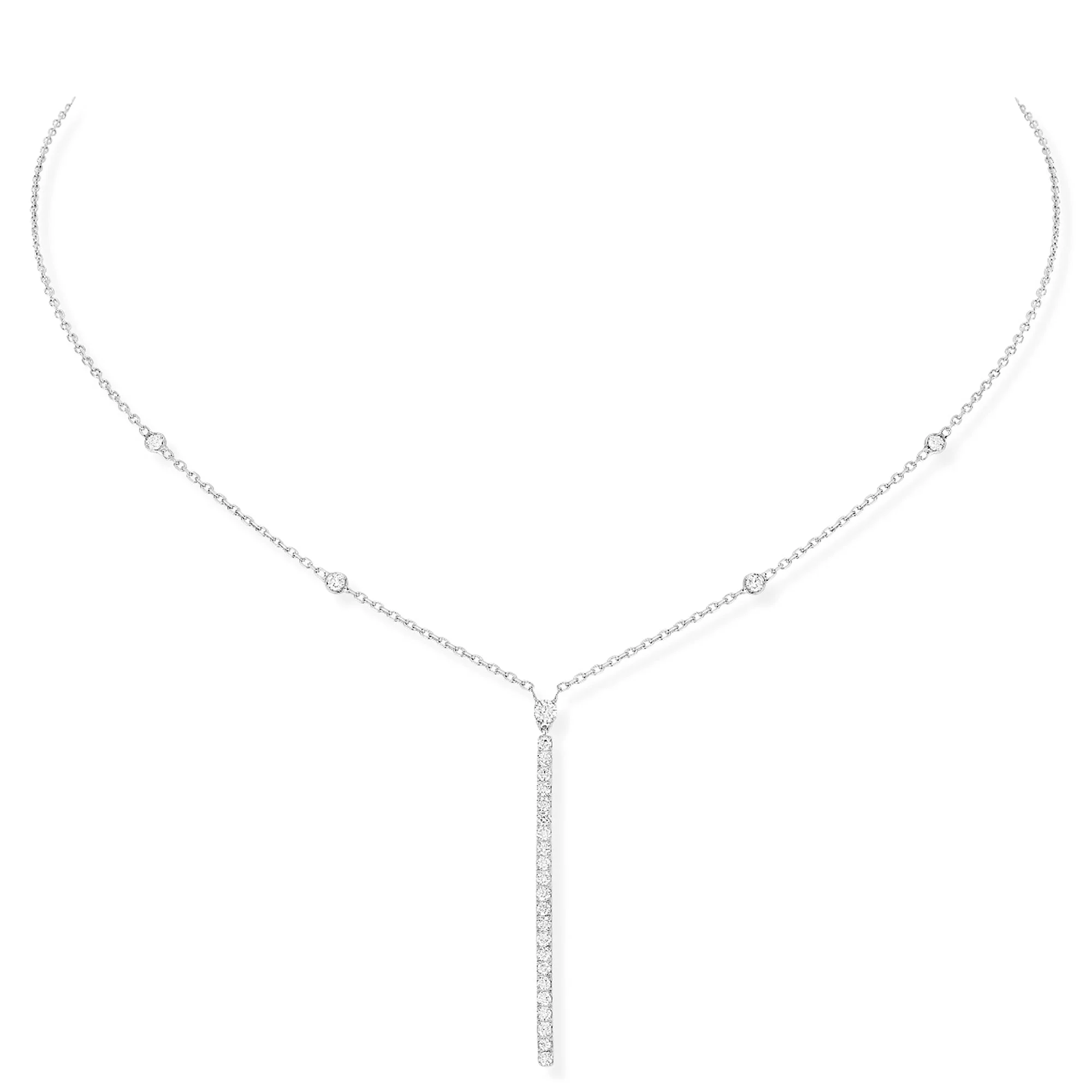 Gatsby 18ct White Gold Diamond Bar Necklace