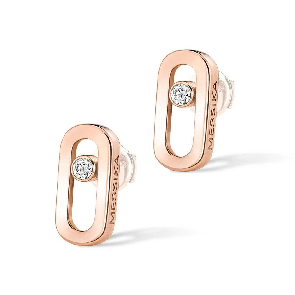 Move Uno 18ct Pink Gold Diamond Earrings