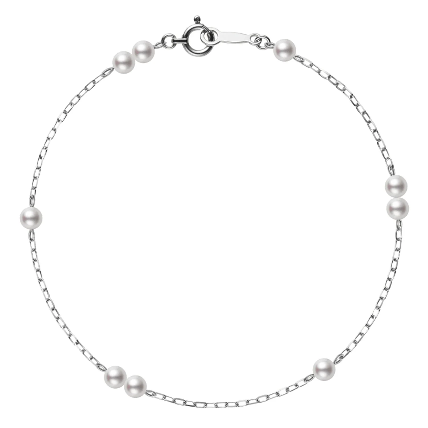 18ct White Gold Akoya Pearl Chain Bracelet