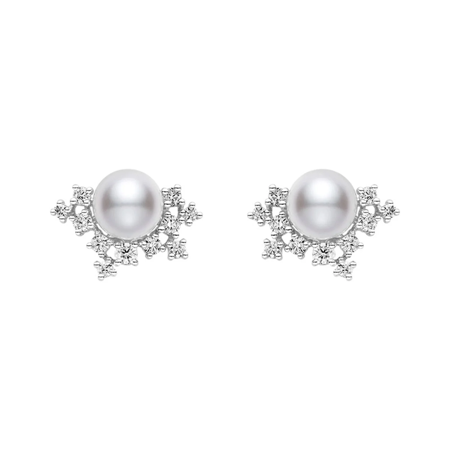 18ct White Gold Pearl And Diamond Cluster Earrings