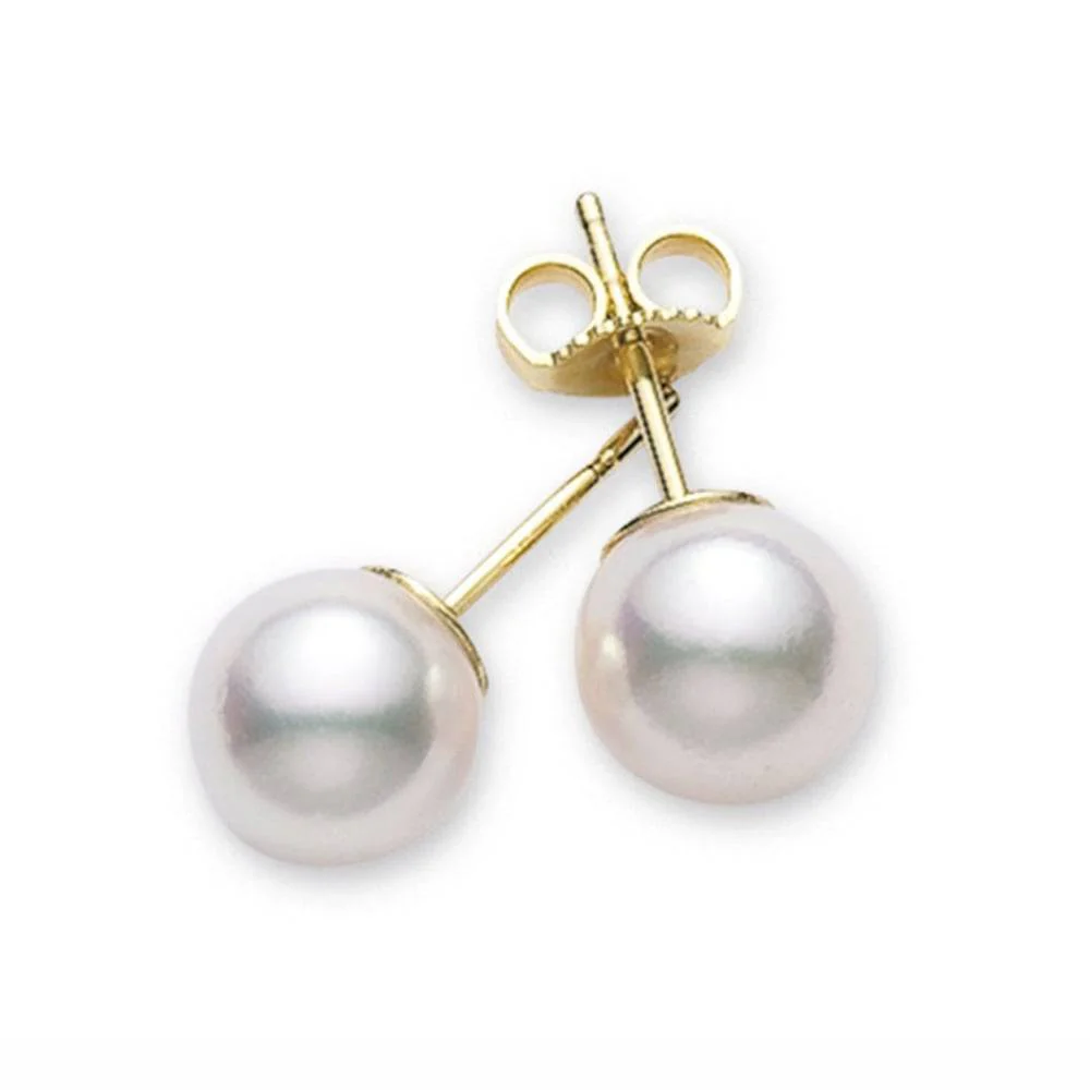 Classic AA Grade Akoya Cultured Pearl Earrings 6-6.5mm - Image 2