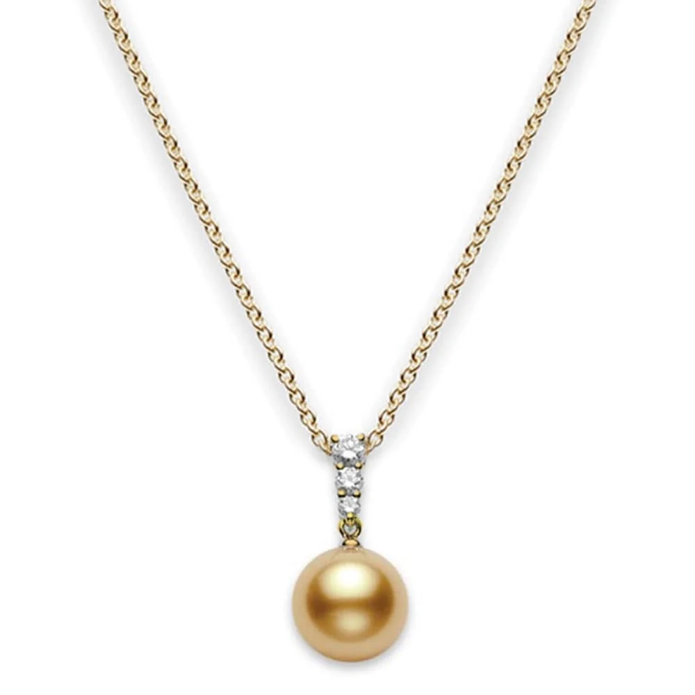 Morning Dew 18ct Yellow Gold Golden South Sea Pearl And Diamond Pendant