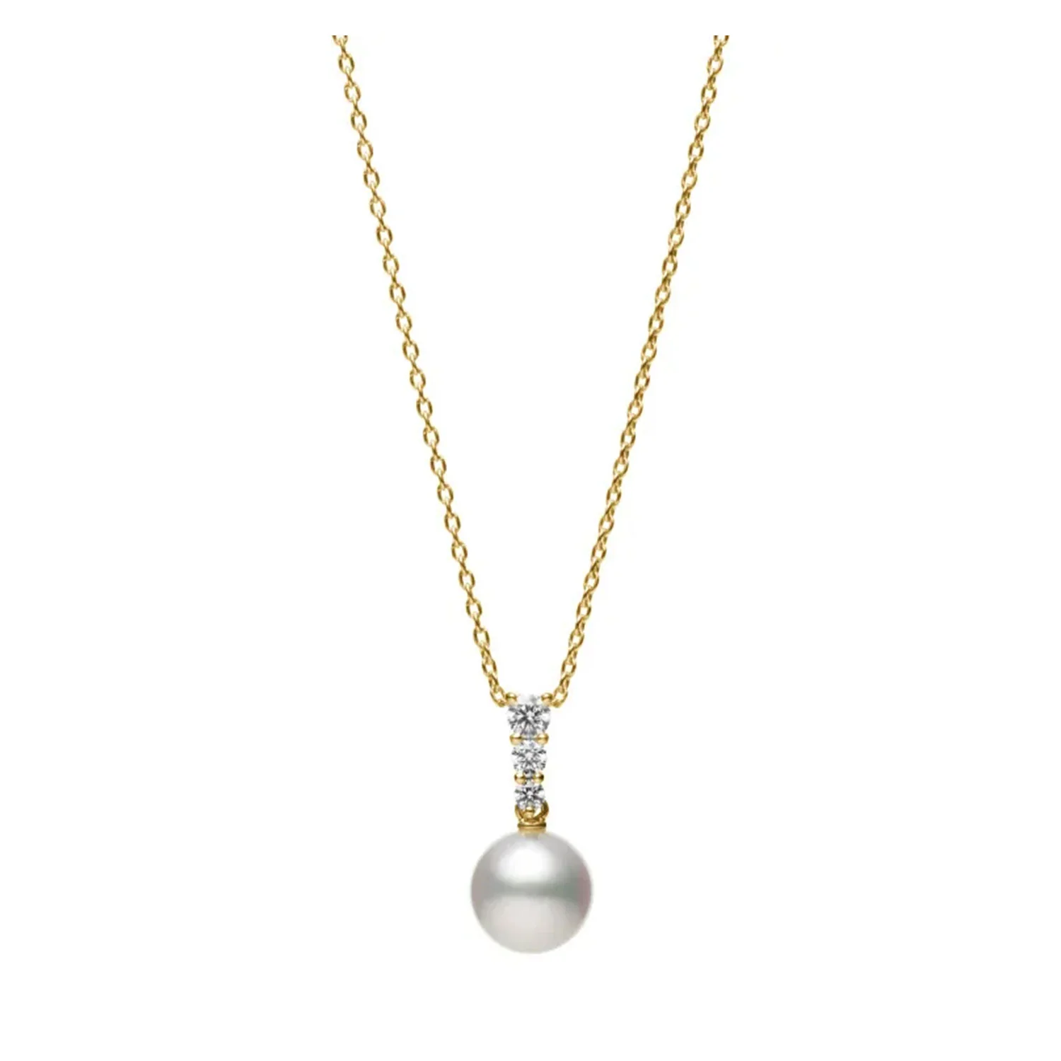Morning Dew 18ct Yellow Gold Pearl And Diamond Drop Pendant