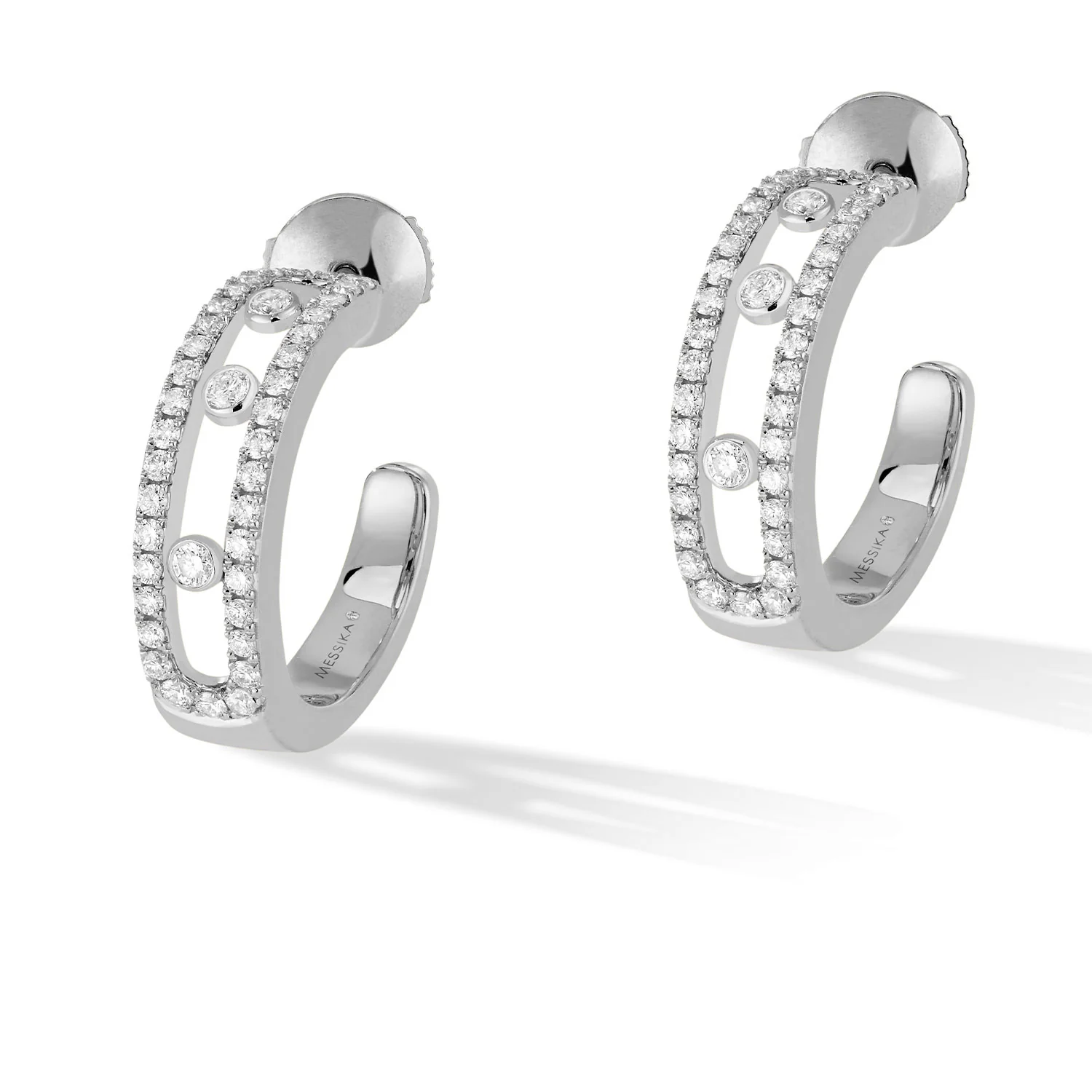 Move 18ct White Gold Pave Set Hoop Earrings