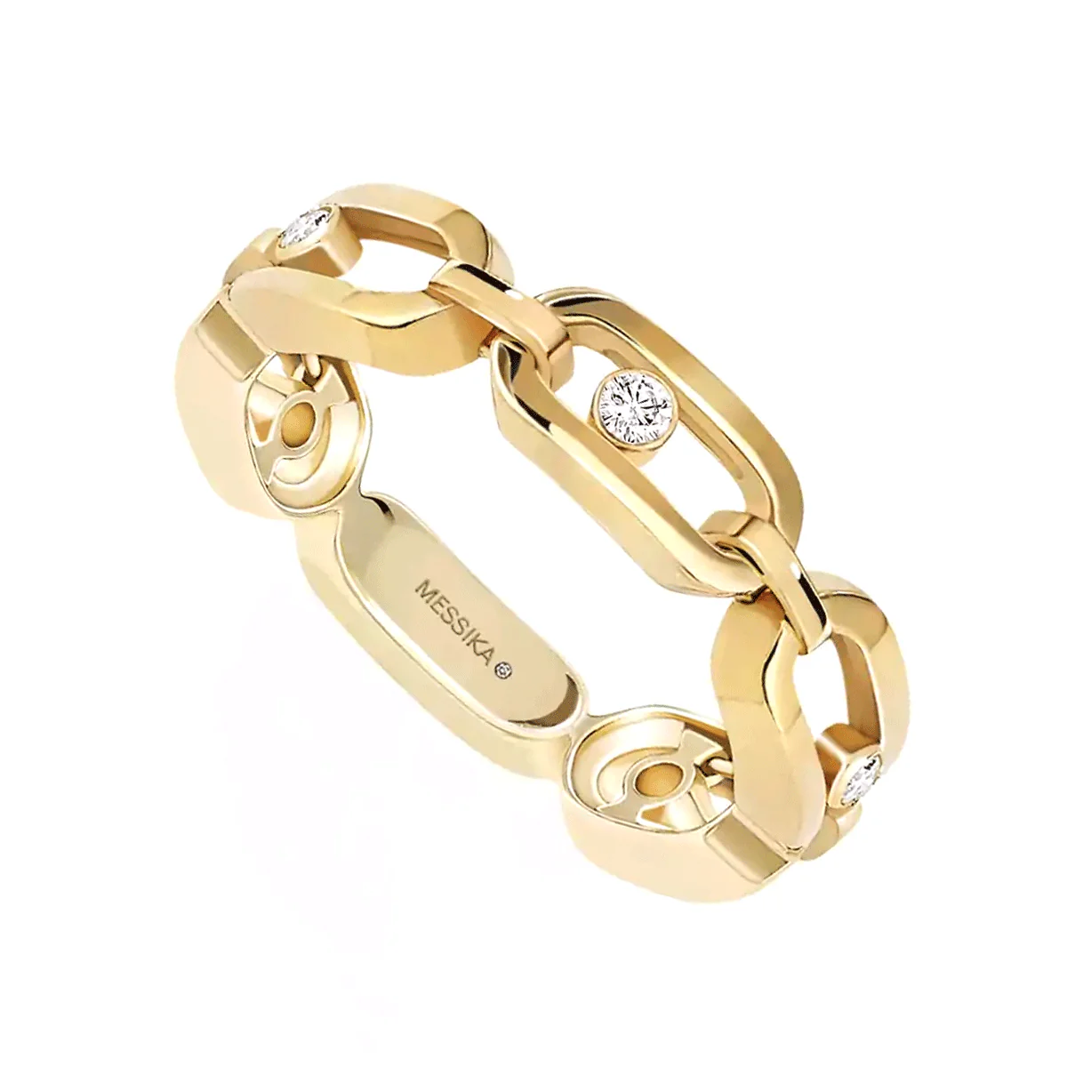 Move Link 18ct Yellow Gold and Diamond Set Ring