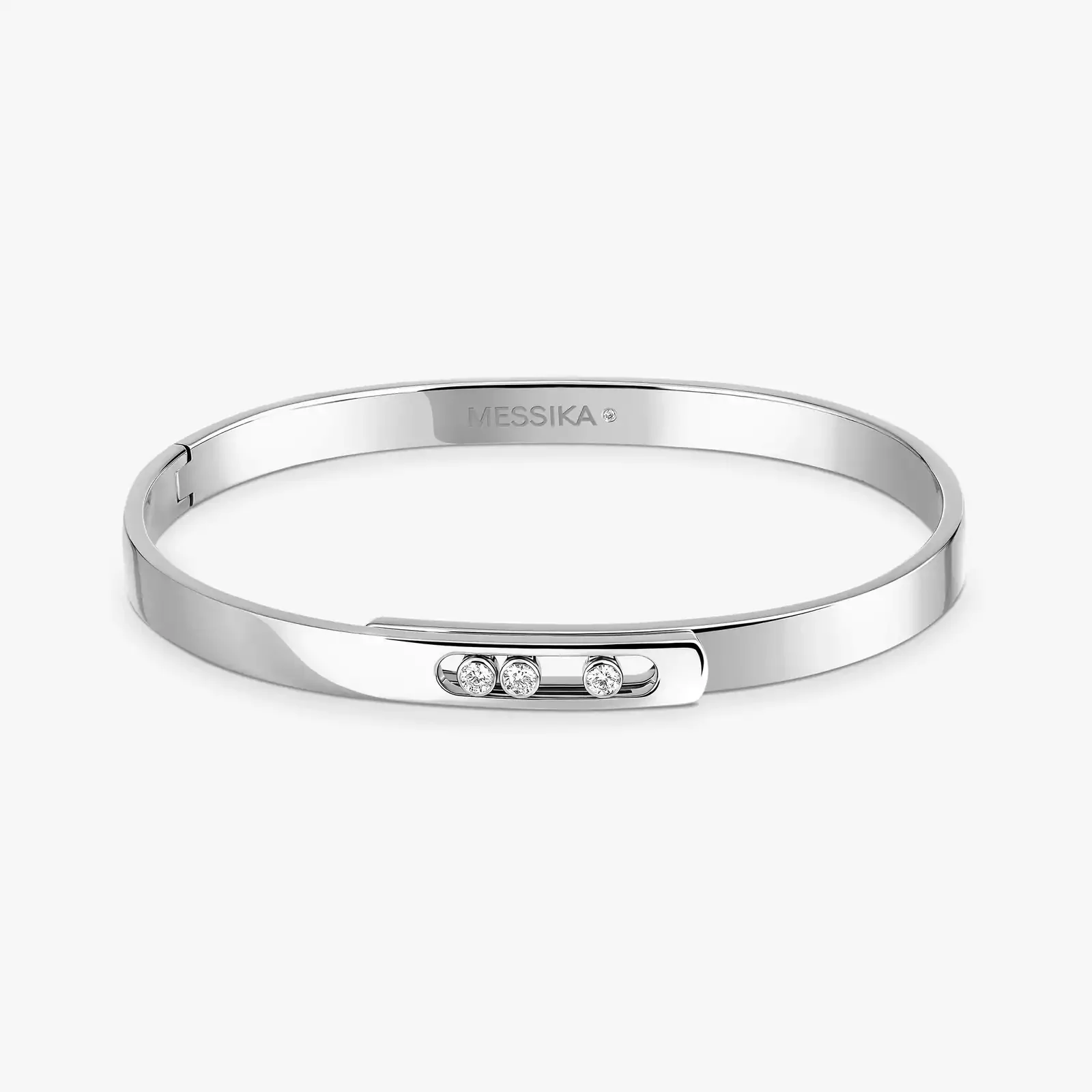 Move Noa 18ct White Gold Diamond Set Bangle - Image 3