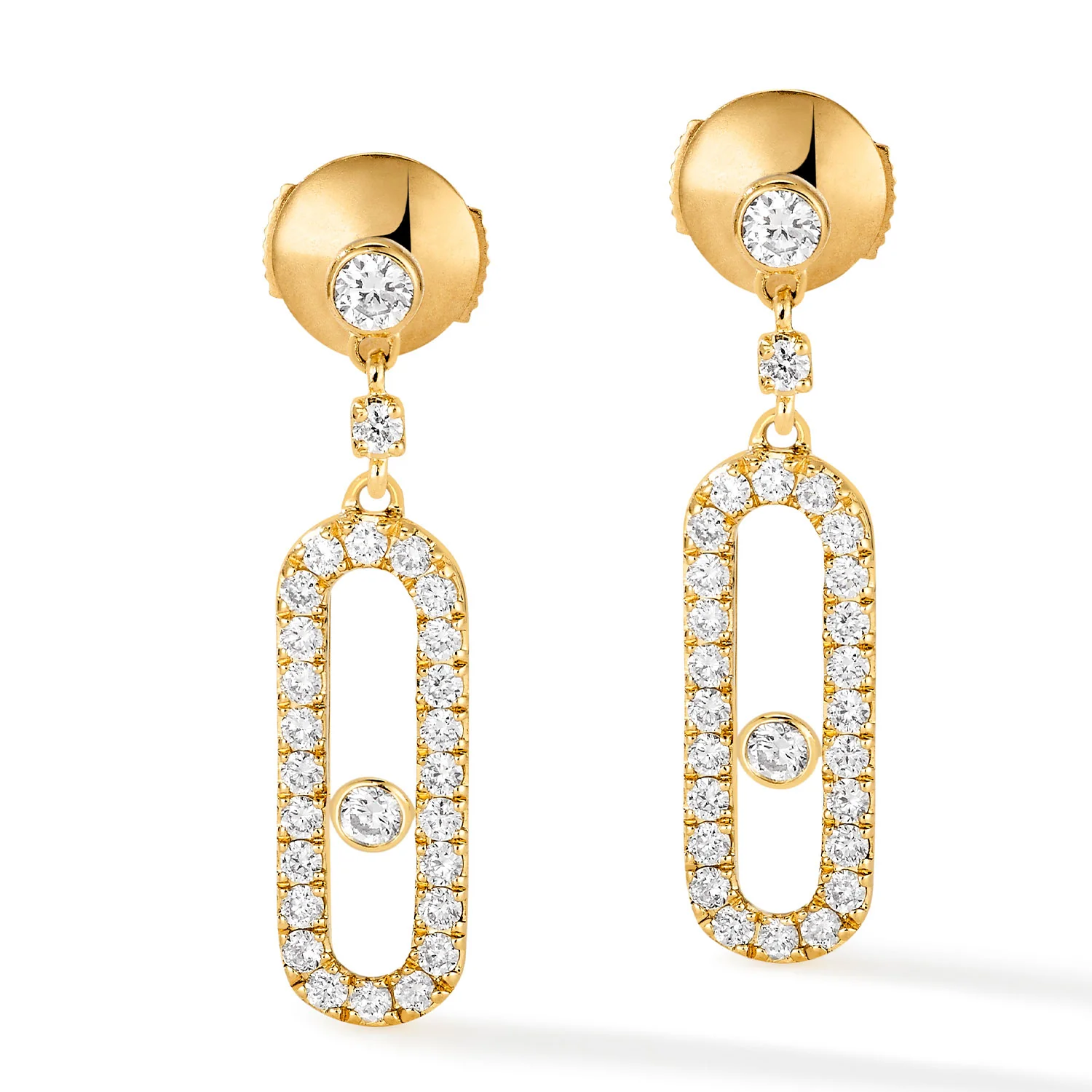 Move Uno 18ct Yellow Gold Pave Set Diamond Drop Earrings