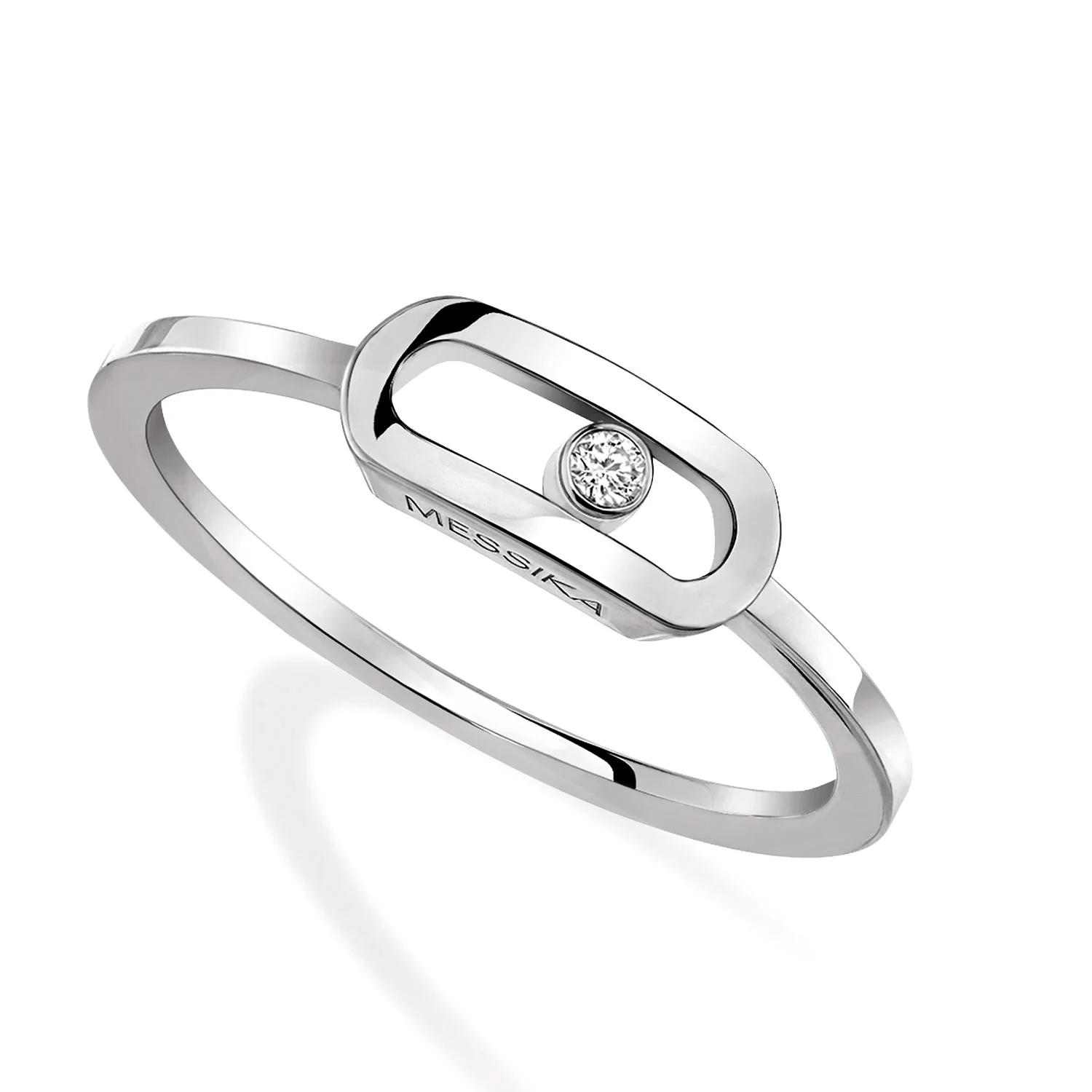 Move Uno Small 18ct White Gold Diamond Set Ring