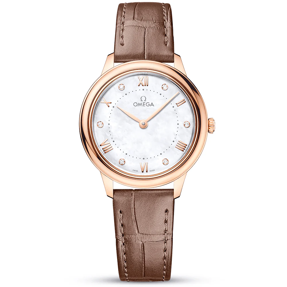 De Ville Prestige 30mm 18ct Rose Gold Diamond Dial Strap Watch