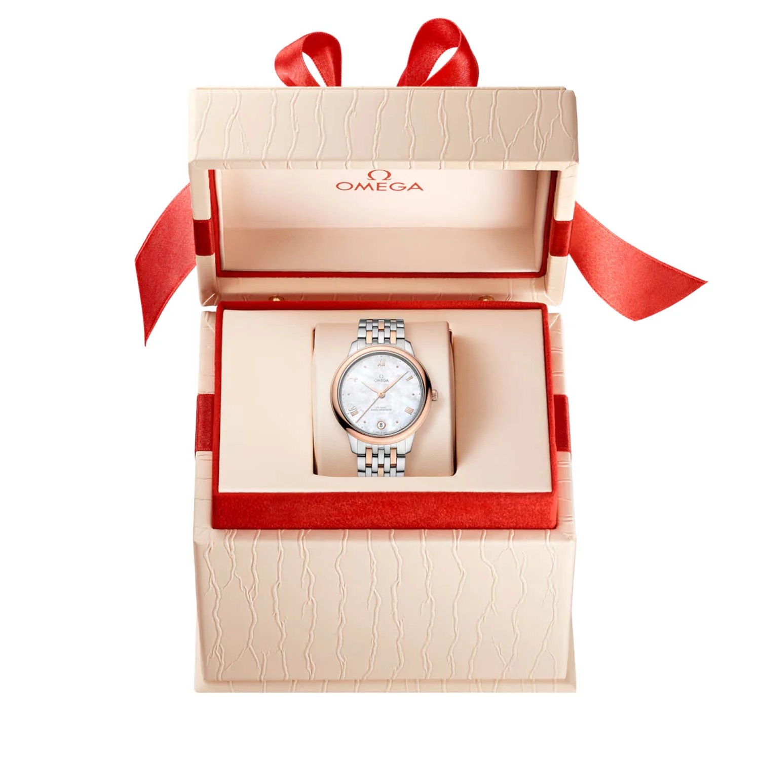 De Ville Prestige 34mm Two-Tone White Mother of Pearl Dial Bracelet Watch - Image 2