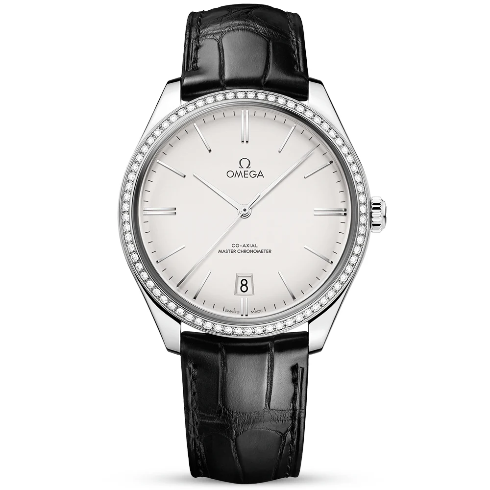 De Ville Tresor 40mm Silver Dial Diamond Set Strap Watch