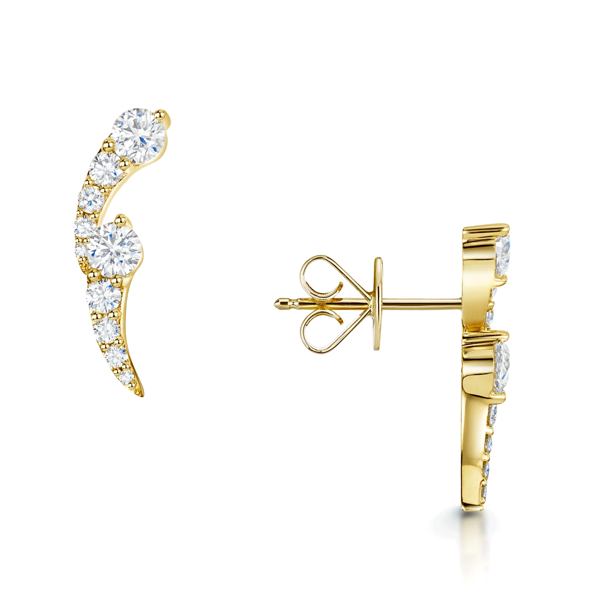 OPEIA Nova Collection 18ct Yellow Gold and Round Brilliant Cut Diamond Earrings