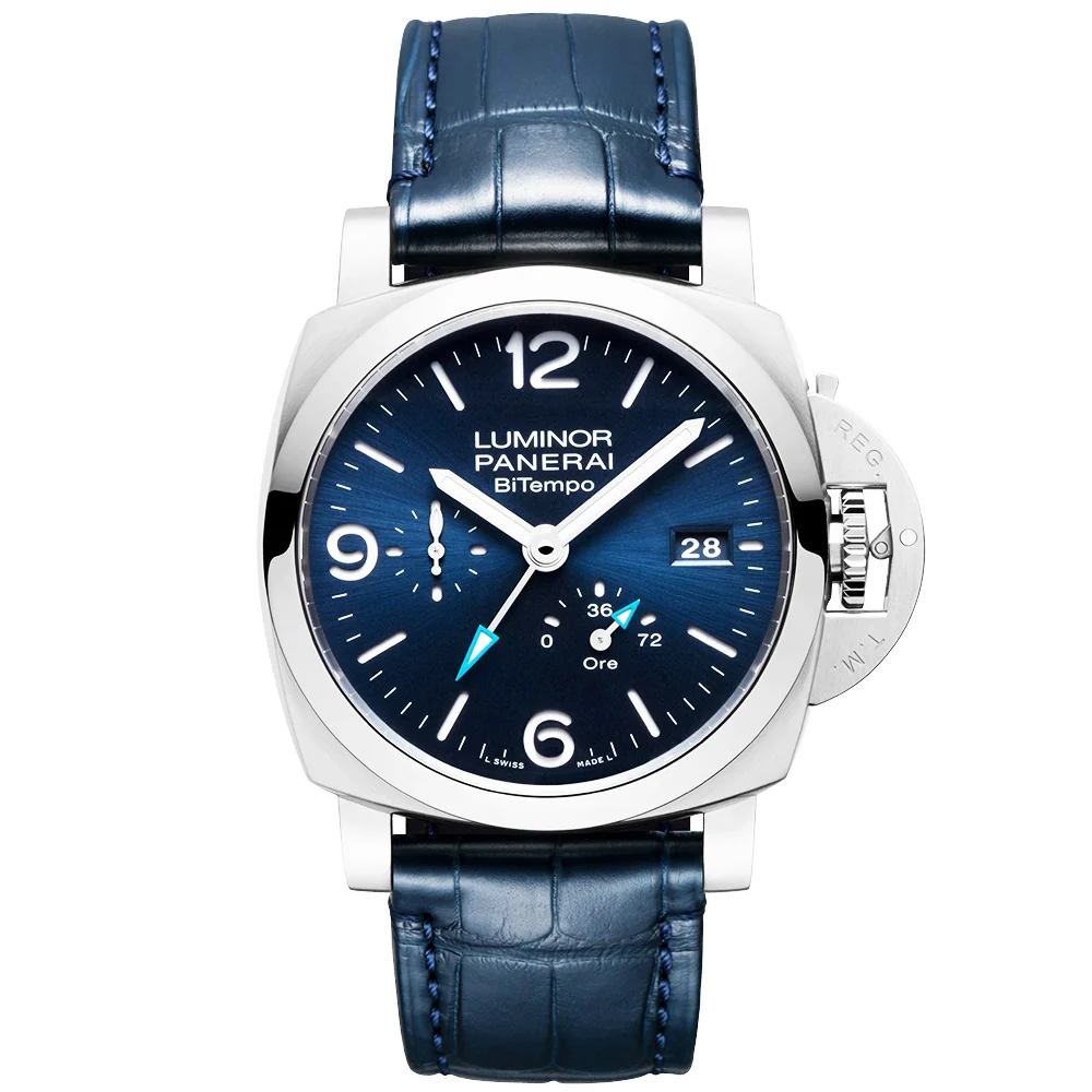 Luminor BiTempo 44mm Blue Dial Automatic Strap Watch