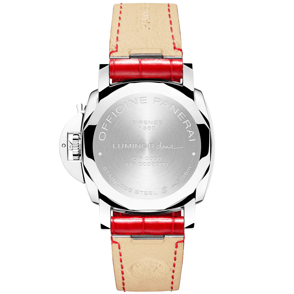 Luminor Due 38mm Silver Dial Automatic Red Strap Watch - Image 5