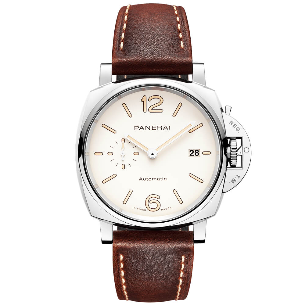 Luminor Due 42mm Cream Dial Mens Automatic Strap Watch