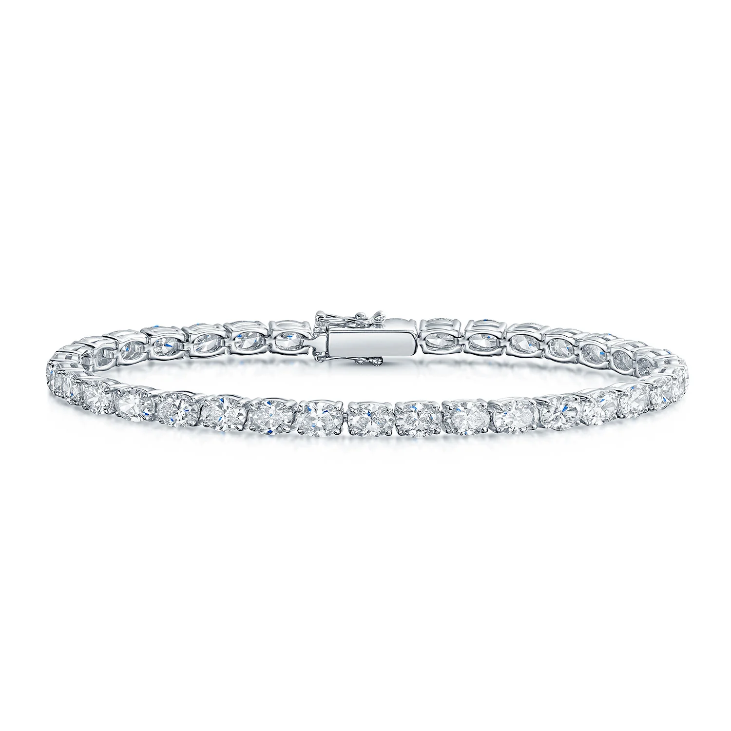 Platinum Oval Cut Diamond Tennis Bracelet