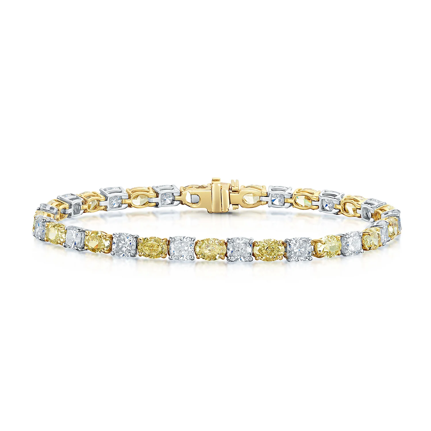 Platinum & 18ct Yellow Gold Oval Yellow Diamond Tennis Bracelet