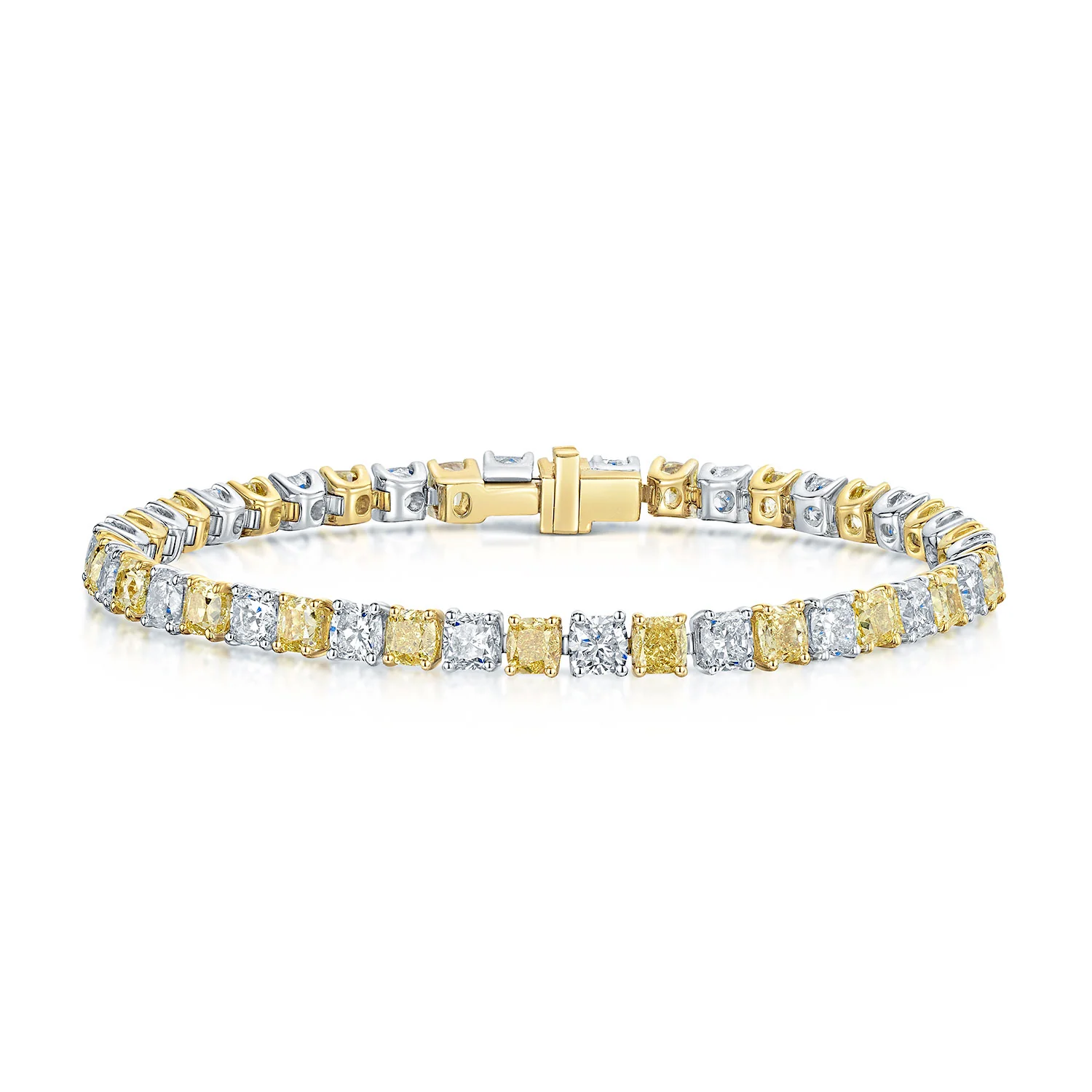 Platinum & 18ct Gold Fancy Yellow Diamond Tennis Bracelet