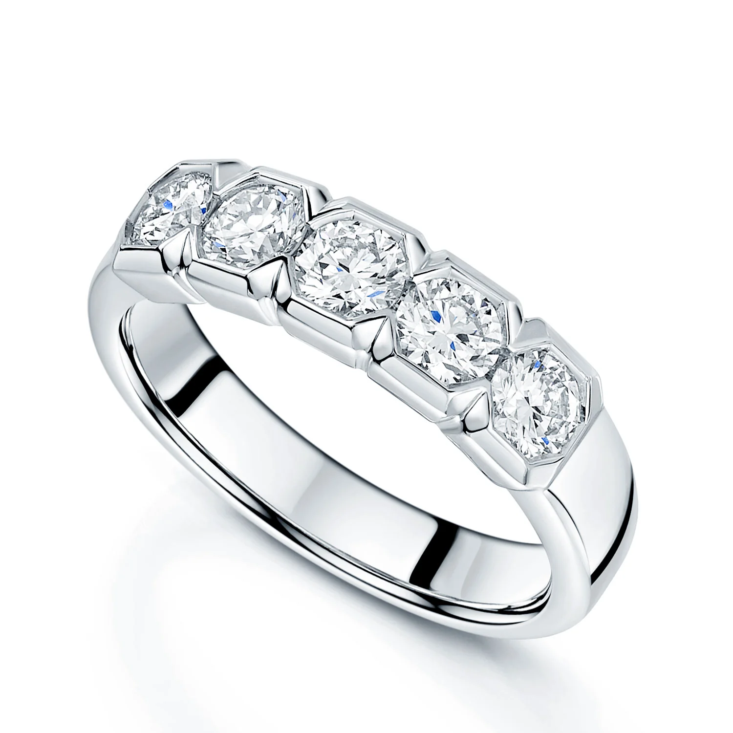 Platinum Diamond Five Stone Half Eternity Ring