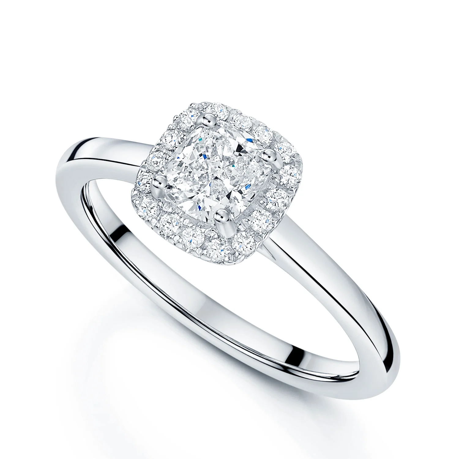 Platinum GIA Certificated Cushion Cut Diamond Halo Ring