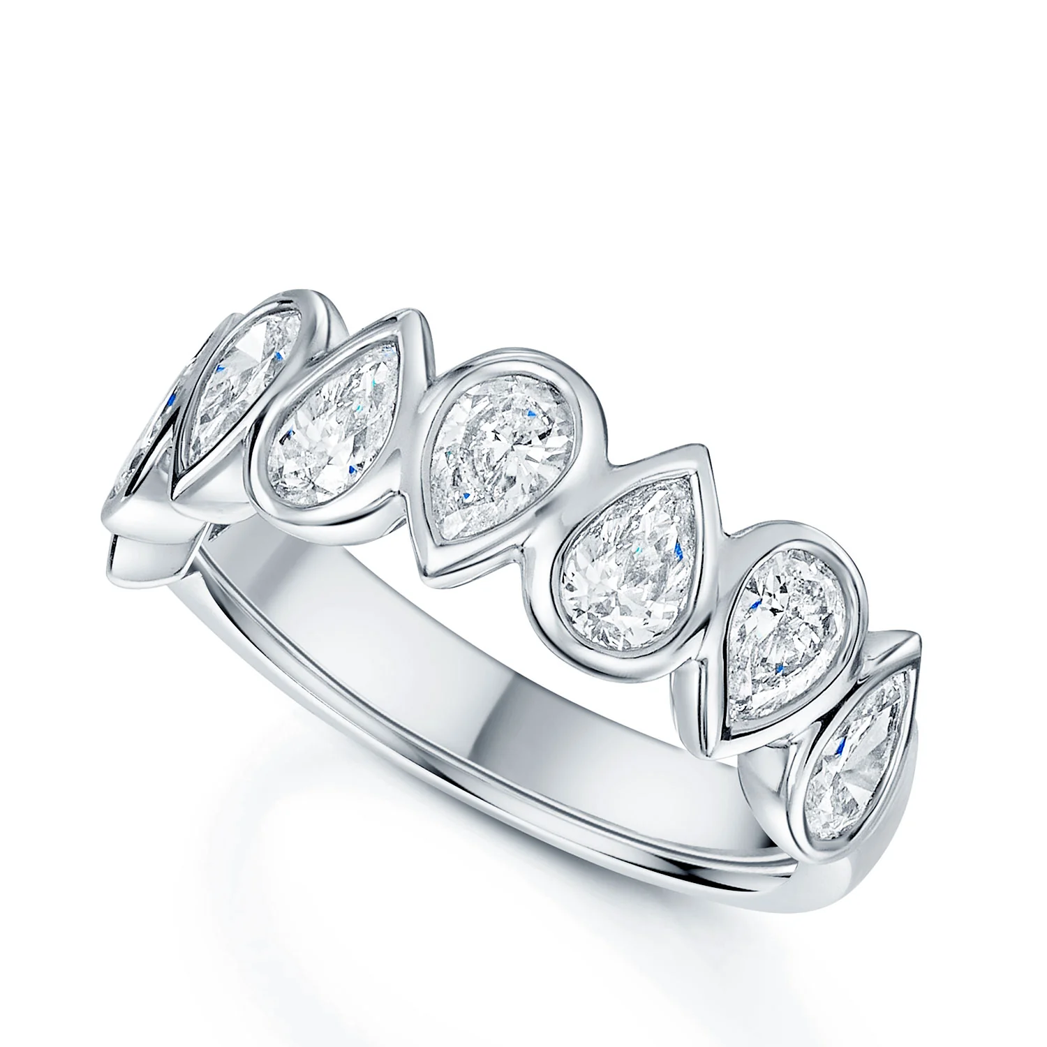 Platinum Pear Cut Half Eternity Ring
