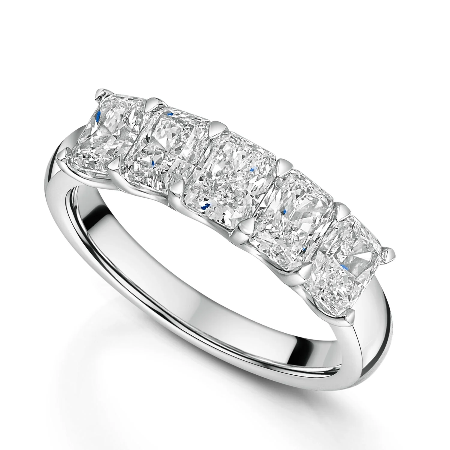 Platinum Radiant Cut Diamond Five Stone Dress Ring