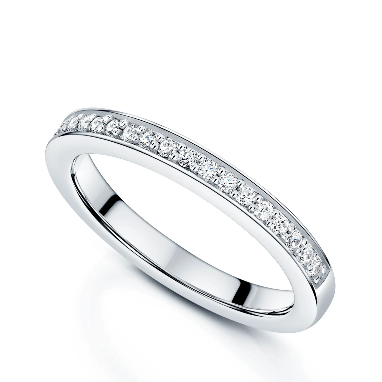 Platinum Round Brilliant Cut 0.25ct Diamond Grain Channel Set Wedding Ring