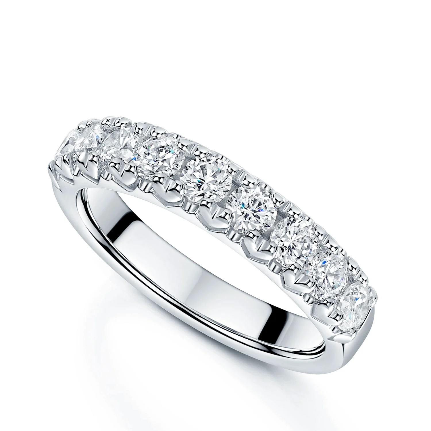 Platinum Round Brilliant Cut 1.00ct Diamond Fishtail Set Wedding Ring