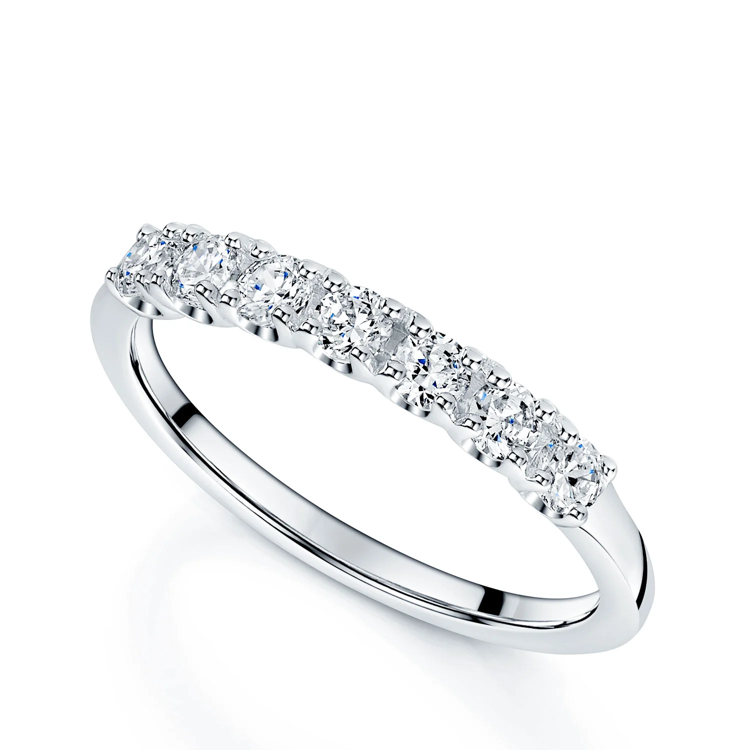 Platinum Round Brilliant Cut 0.50ct Diamond Seven Stone Claw Set Wedding Ring