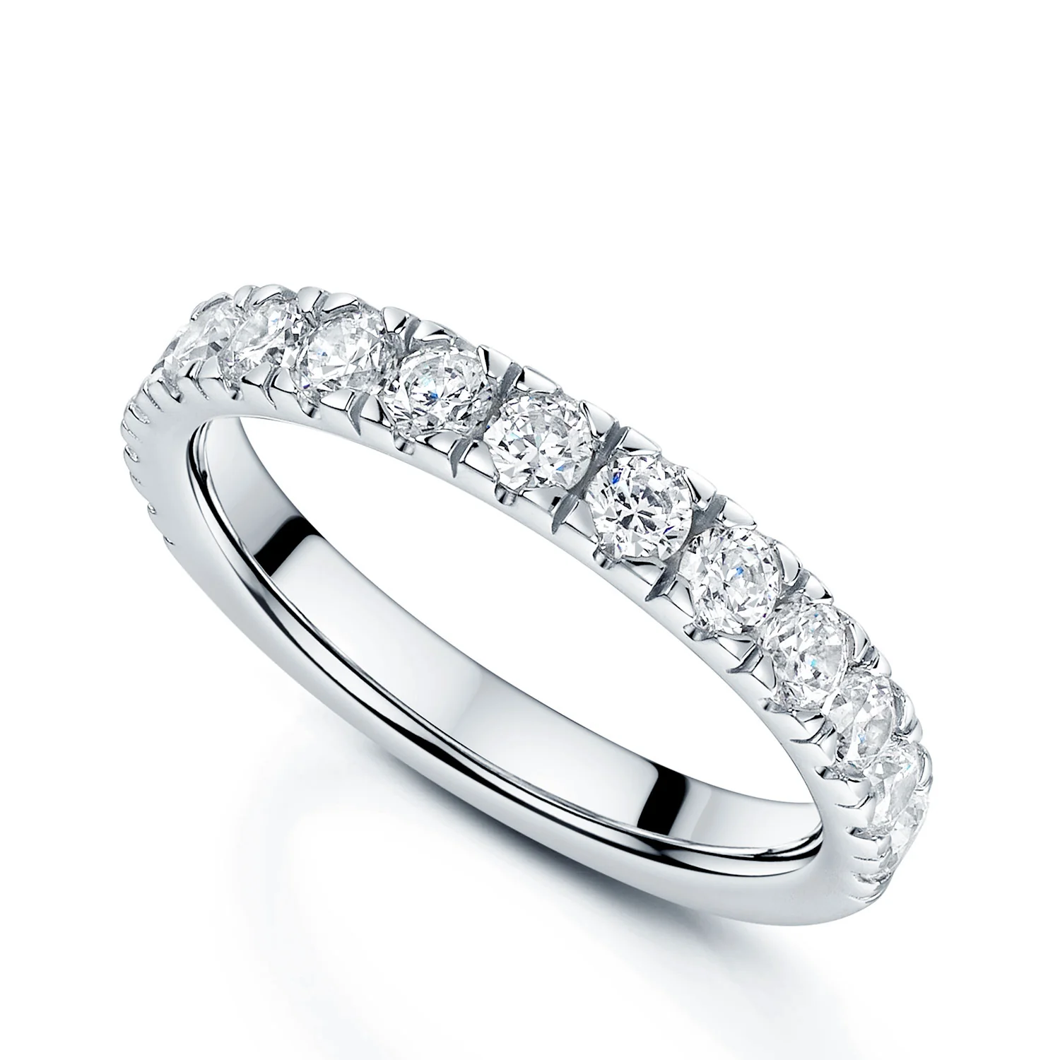 Platinum Round Brilliant Cut Diamond 1.00ct Scallop Wedding Ring