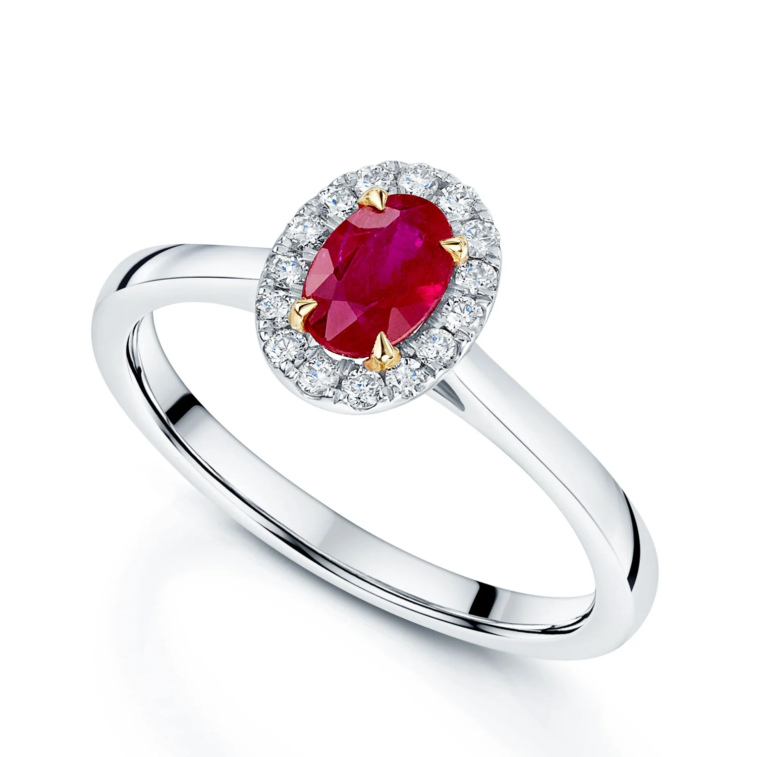 Platinum Ruby And Diamond Halo Ring