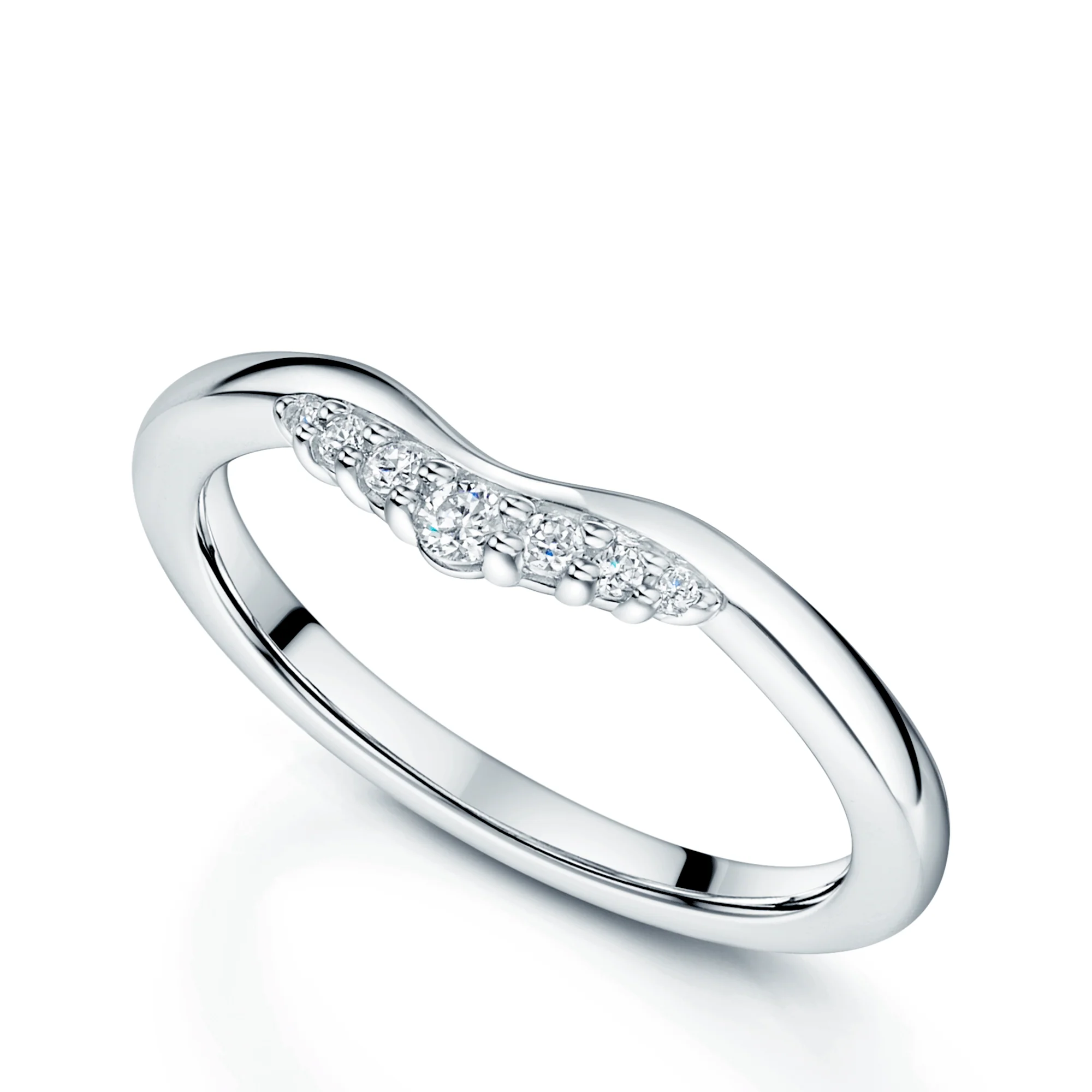 Platinum U Shaped Diamond Set Wedding Ring
