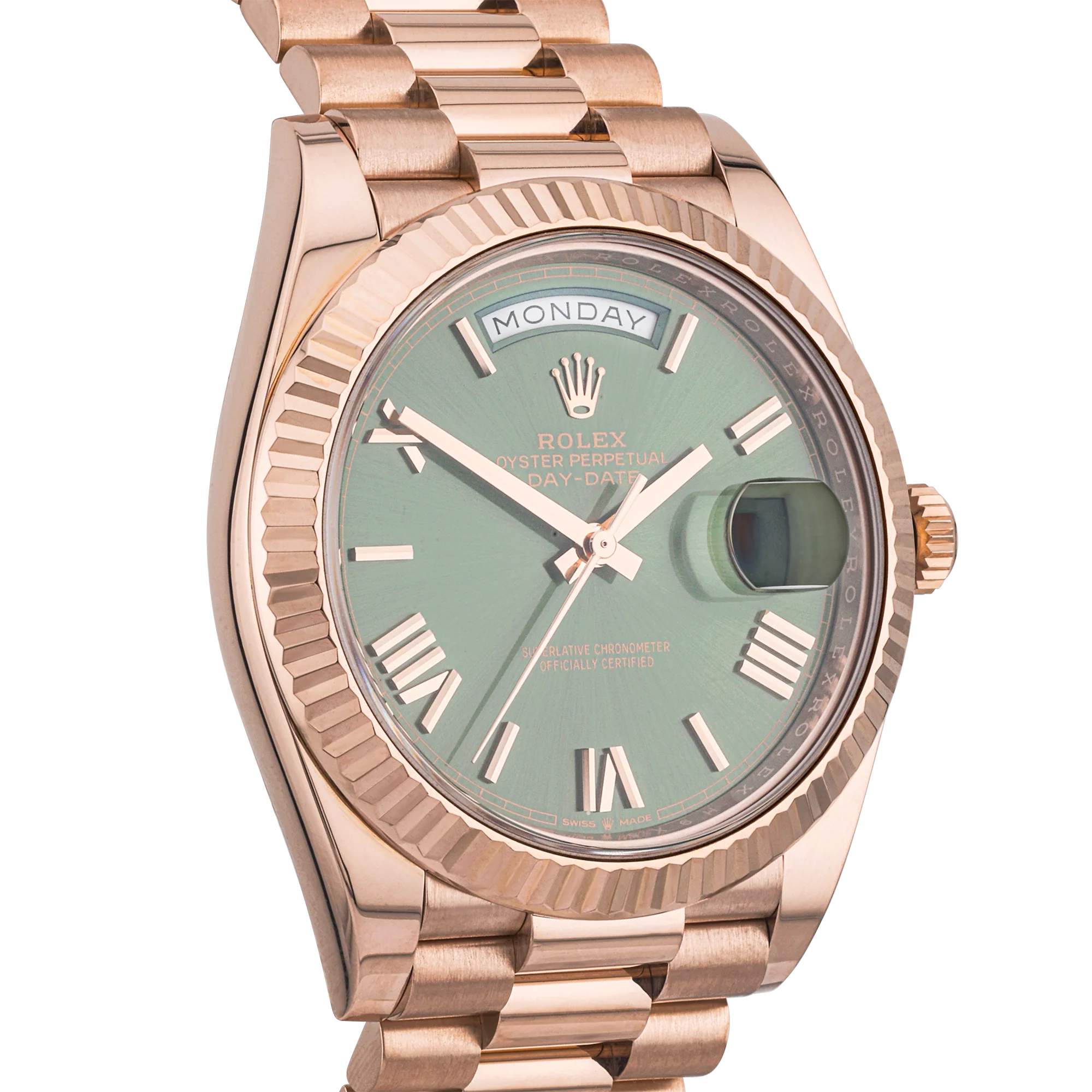 Rolex Day-Date 40mm 18ct Rose Gold Olive Green Dial Watch (2019) - Image 2