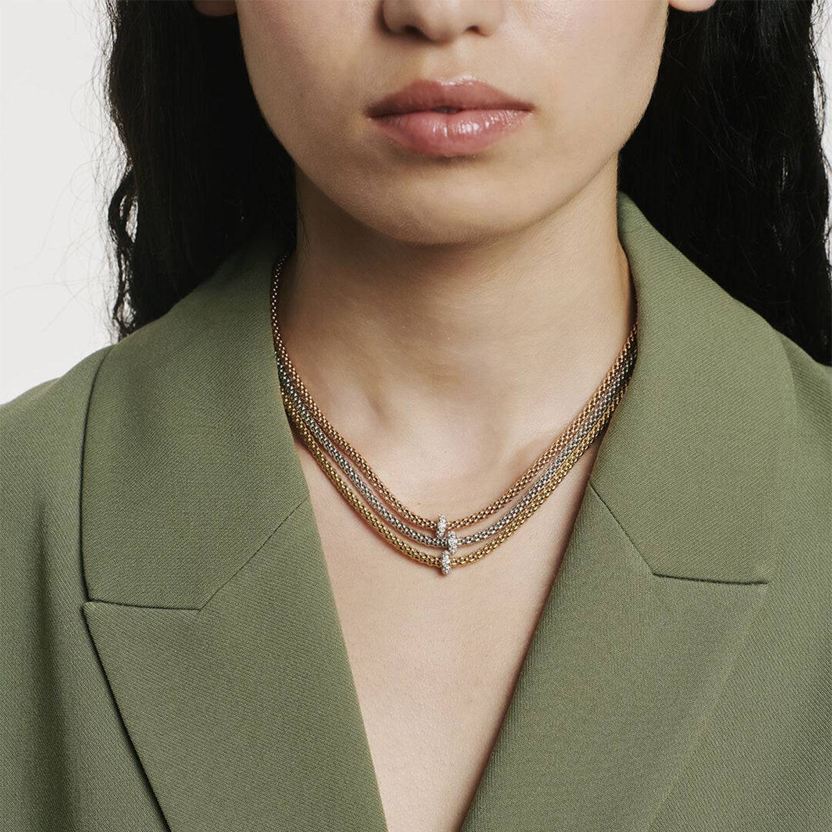 Prima 18ct Rose Gold Necklace With Diamond Set Rondel - Image 3