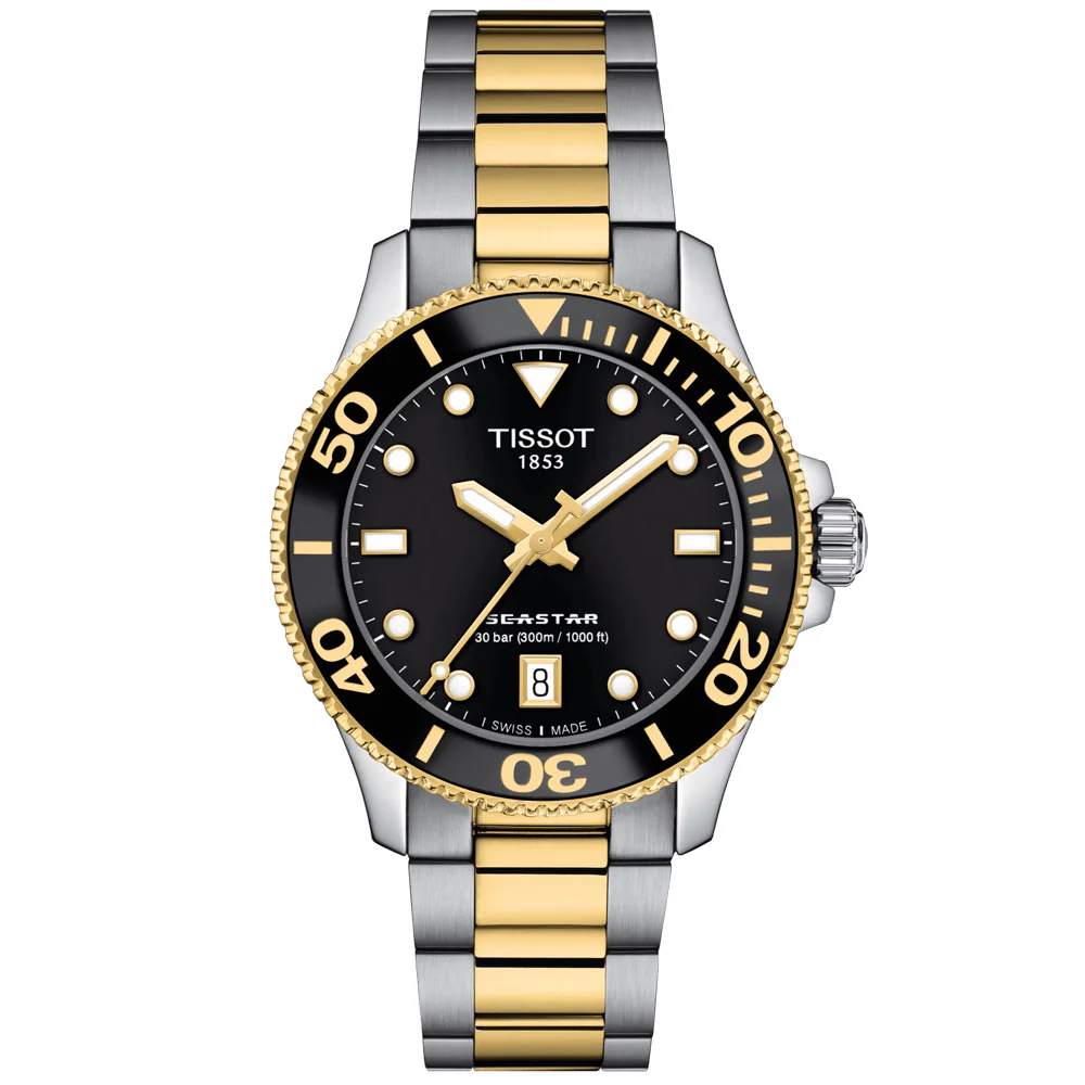 Seastar 1000 36mm Quartz Steel and Yellow Gold Bracelet Watch