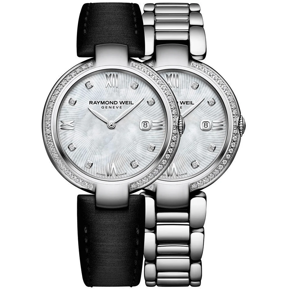 Shine Steel Quartz Mother of Pearl Dial / Diamond Bezel Bracelet Watch