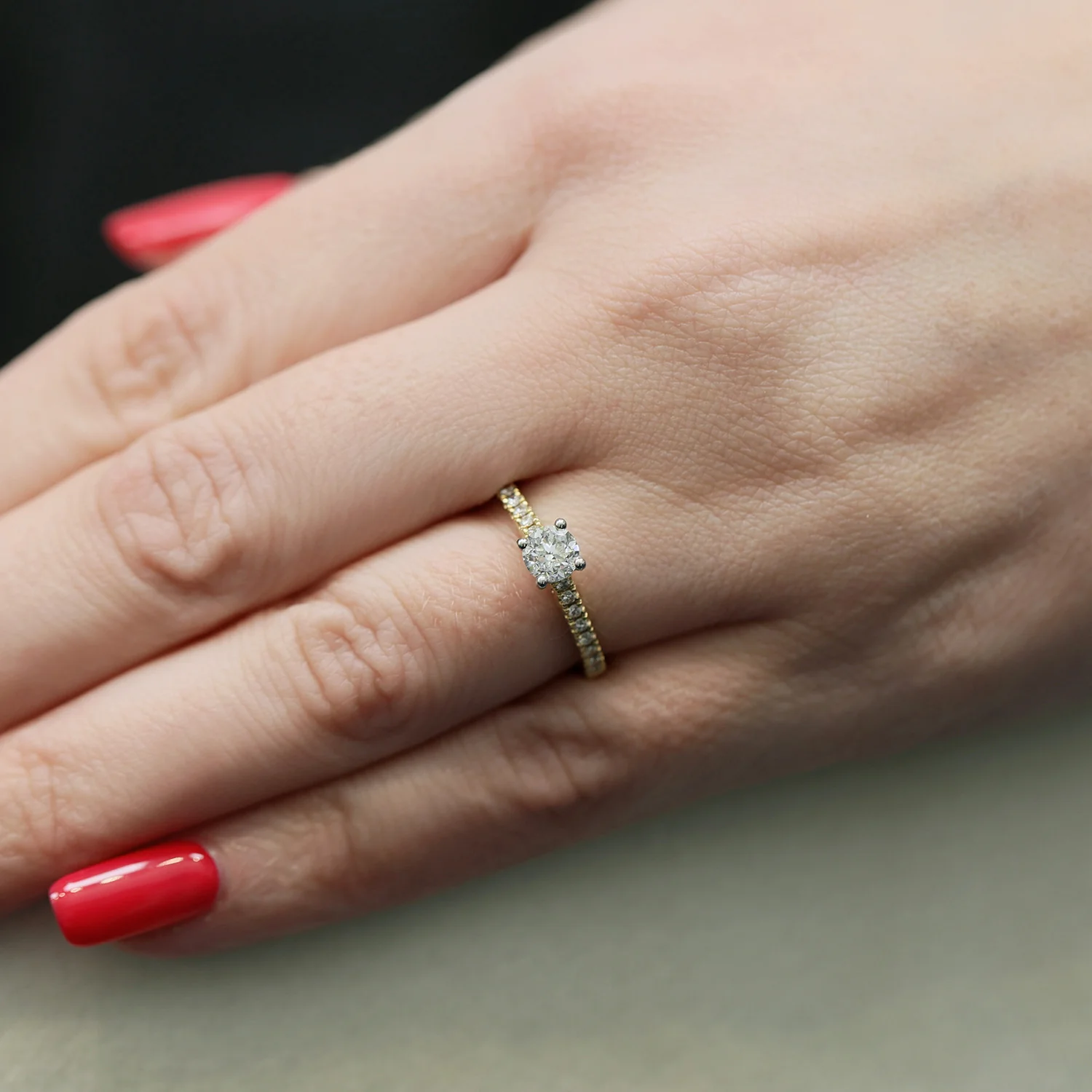 Simply Solitaire Collection 18ct Yellow Gold Diamond Solitaire Engagement Ring With Diamond Shoulders GIA Certified 0.50 Carat - Image 3
