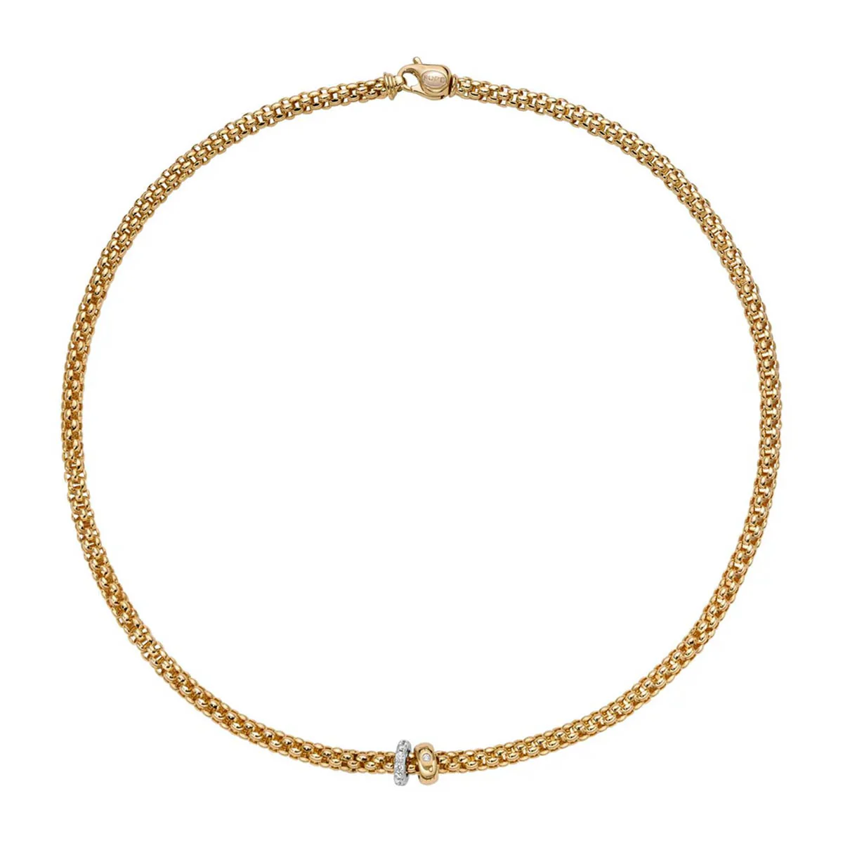 Solo 18ct Yellow Gold Collection Necklace with Pave Diamond Set Rondels
