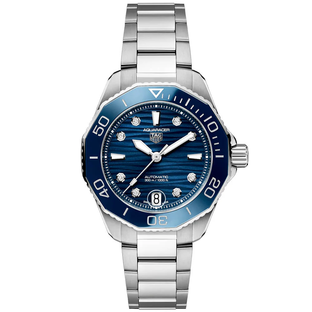 Aquaracer 36mm Blue Diamond Dial Automatic Bracelet Watch