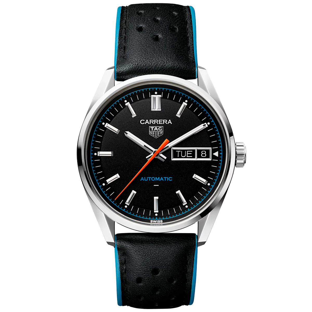 Carrera Day-Date 41mm Black Dial Automatic Strap Watch