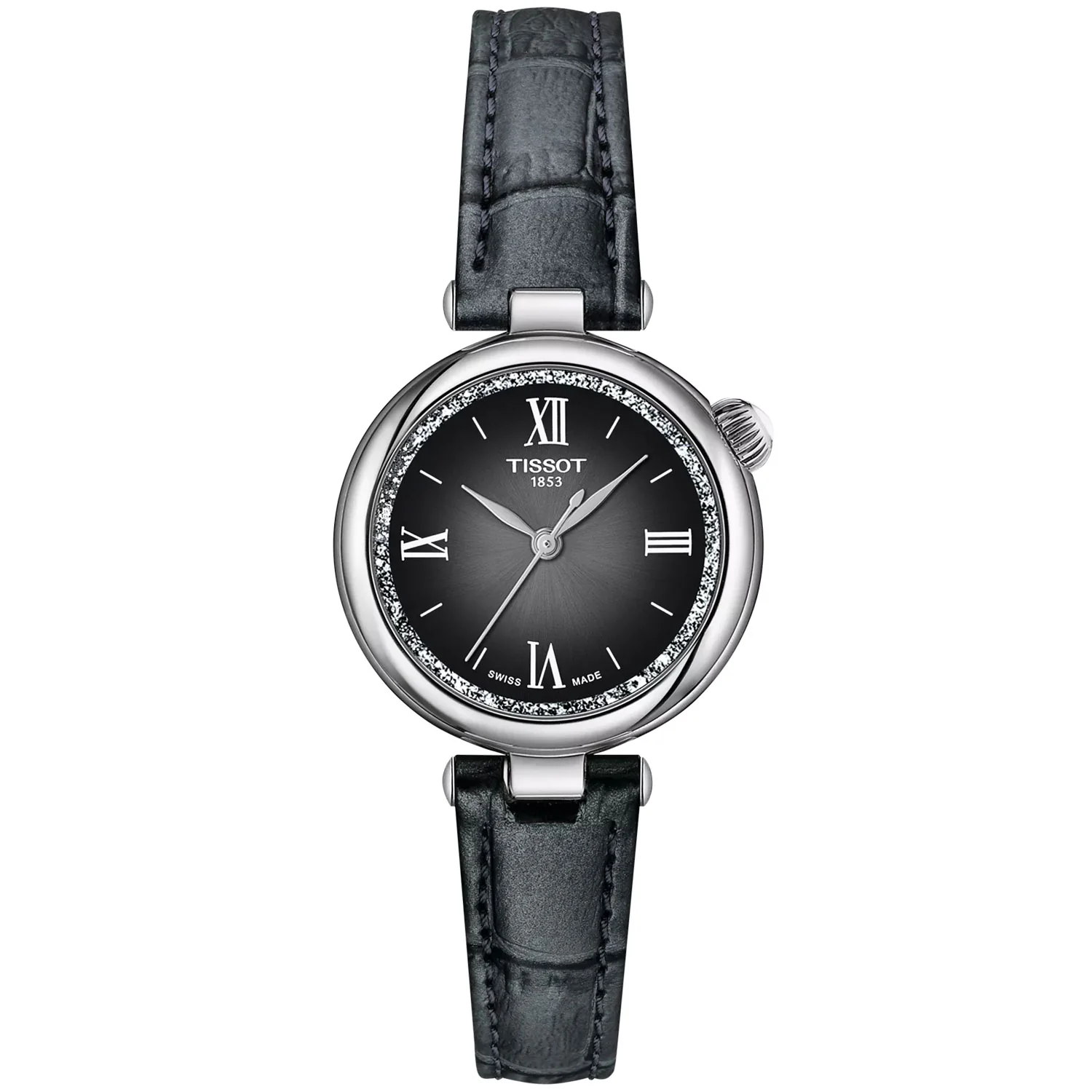 Desir Small Ladies 28mm Steel Black Dial Strap Watch
