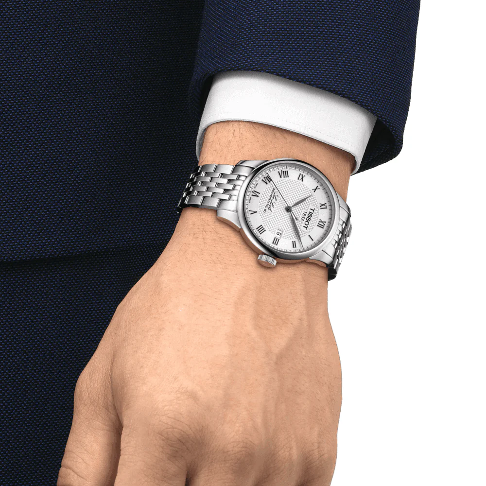 Le Locle 39mm Silver Guilloche Dial Automatic Bracelet Watch - Image 2