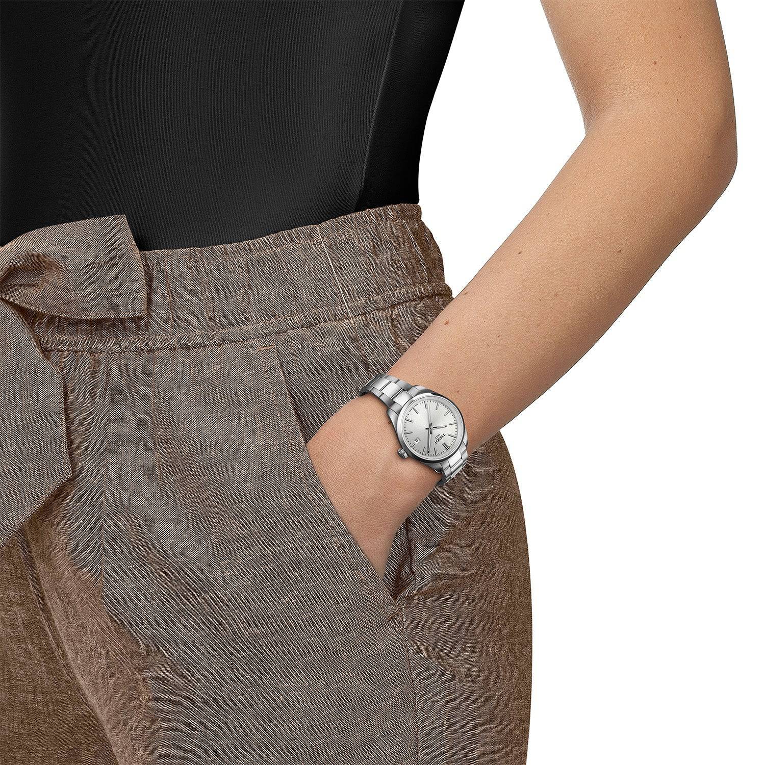 PR100 34mm Silver Dial Steel Bracelet Quartz Watch - Image 2