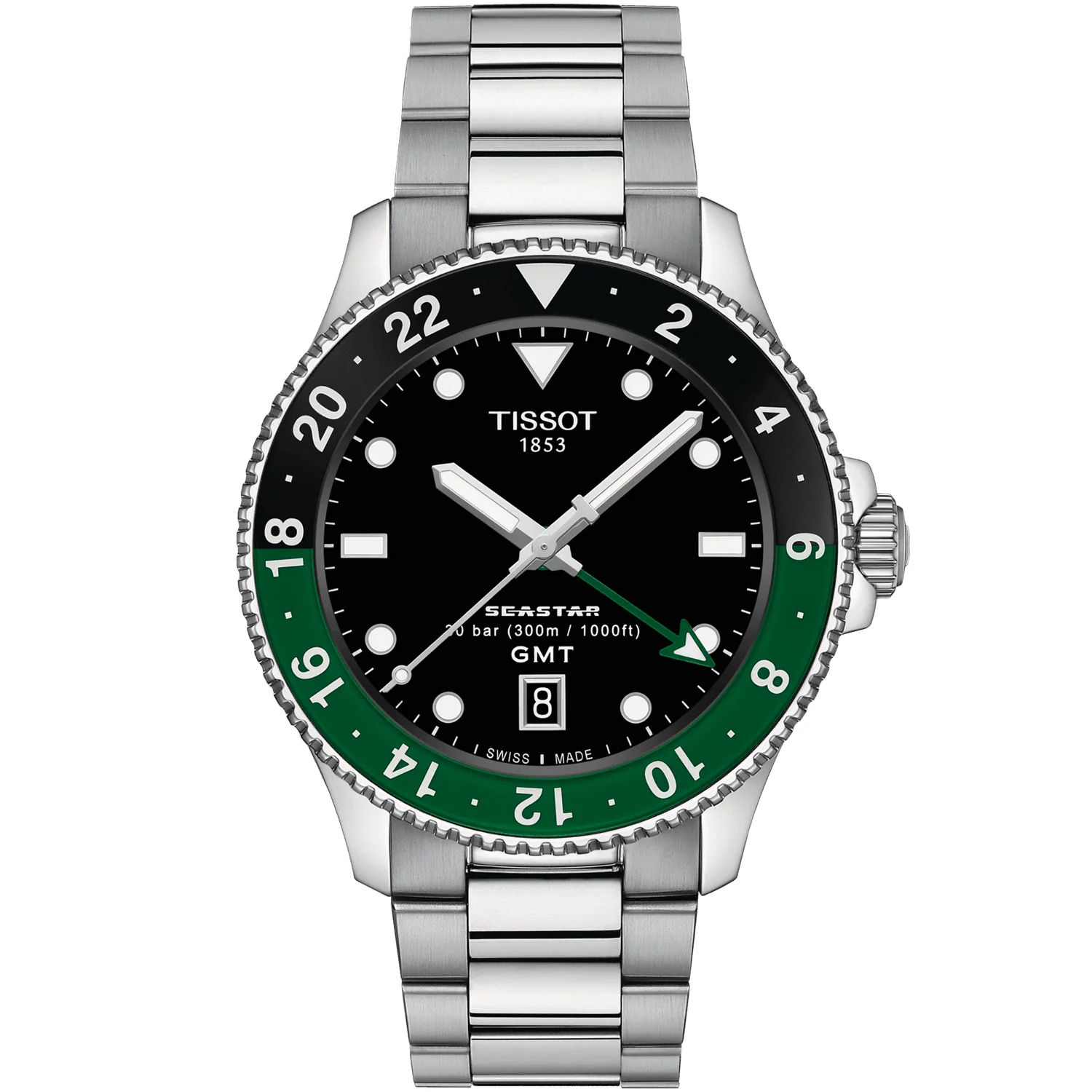 Seastar 1000 40mm Steel Black and Green Quartz Bracelet Watch - Image 2