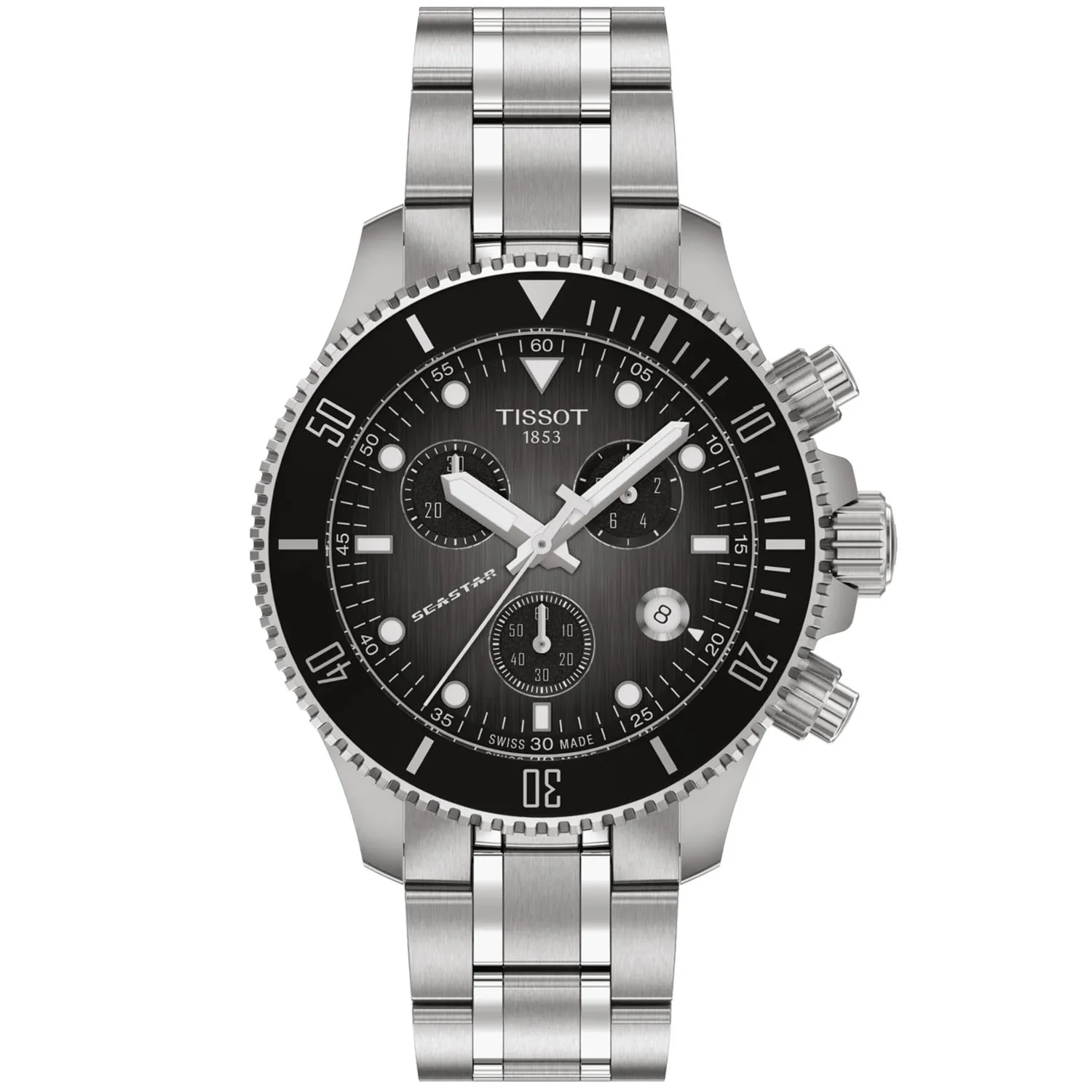 Seastar 38mm Steel Grey/Black Dial Quartz Strap Watch